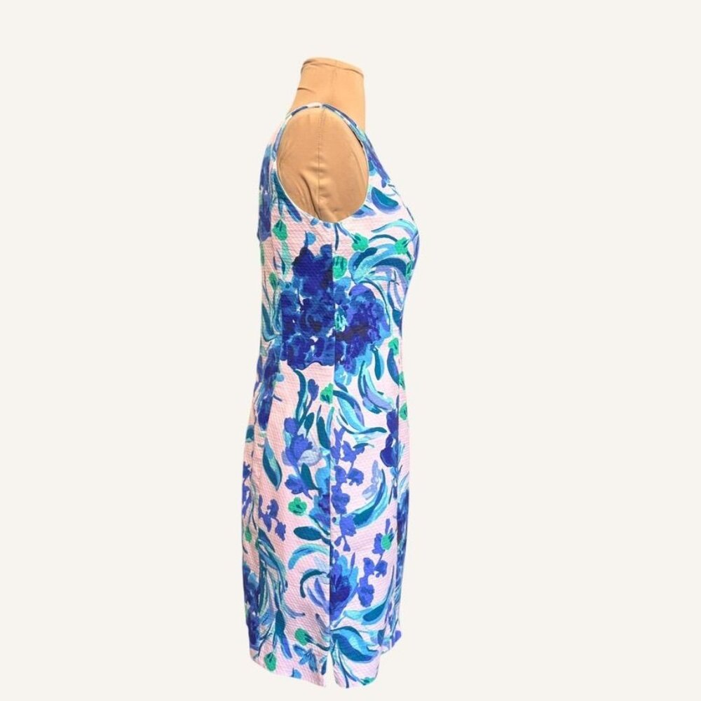 Lilly Pulitzer Pique Mila Shift Dress 0 Lilac Blue Multi Floral Resortwear EUC - Picture 7 of 7